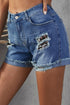 Patchwork Rolled Hem Denim Shorts